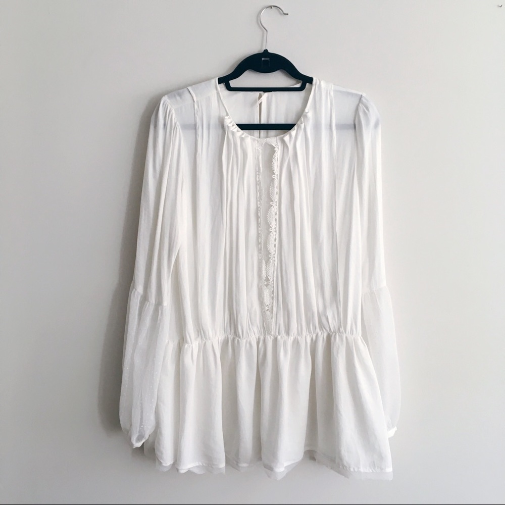 NWOT Free People Soul Serene Pleated Peplum Blouse